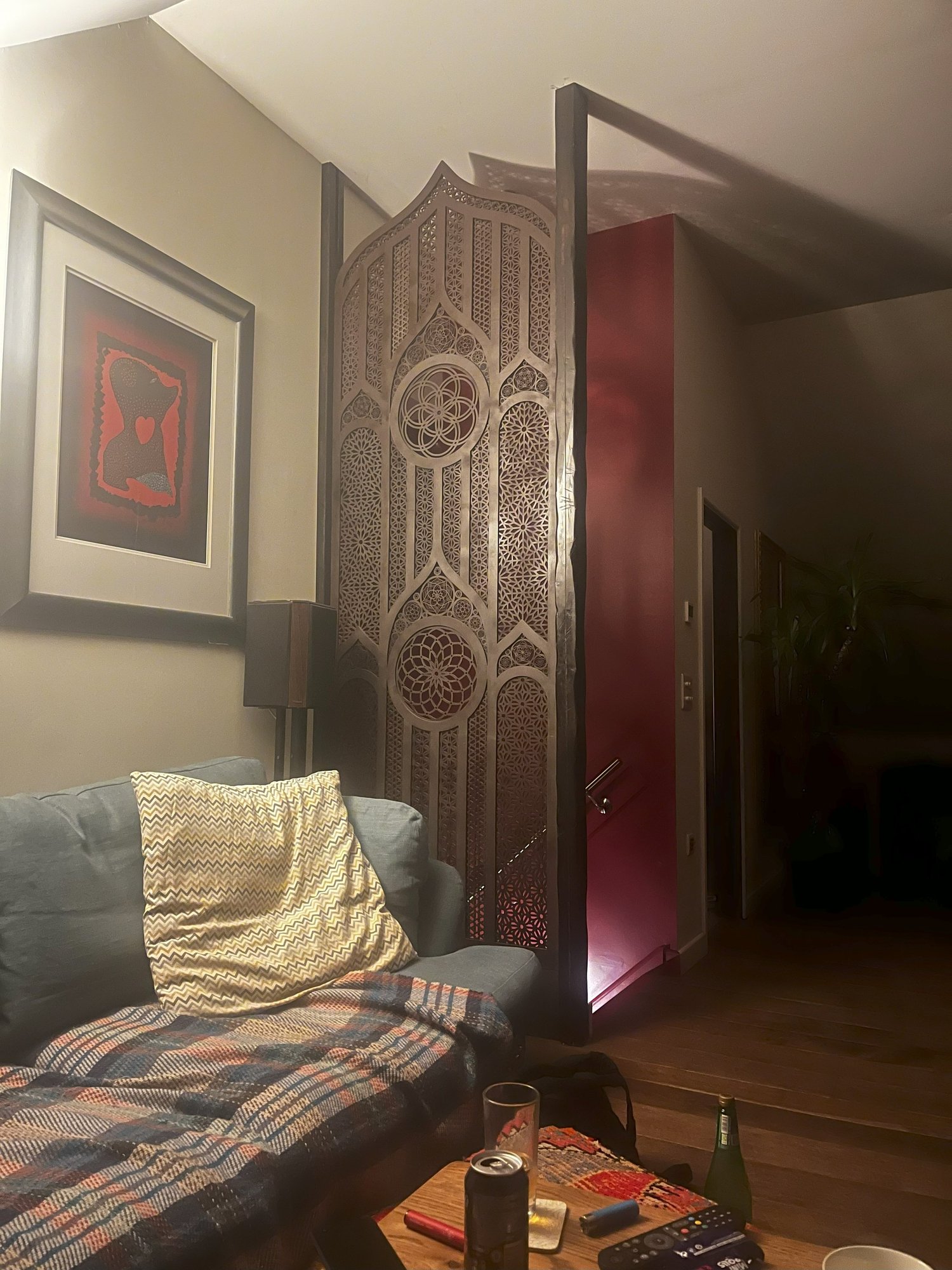 The room divider in the client’s living room