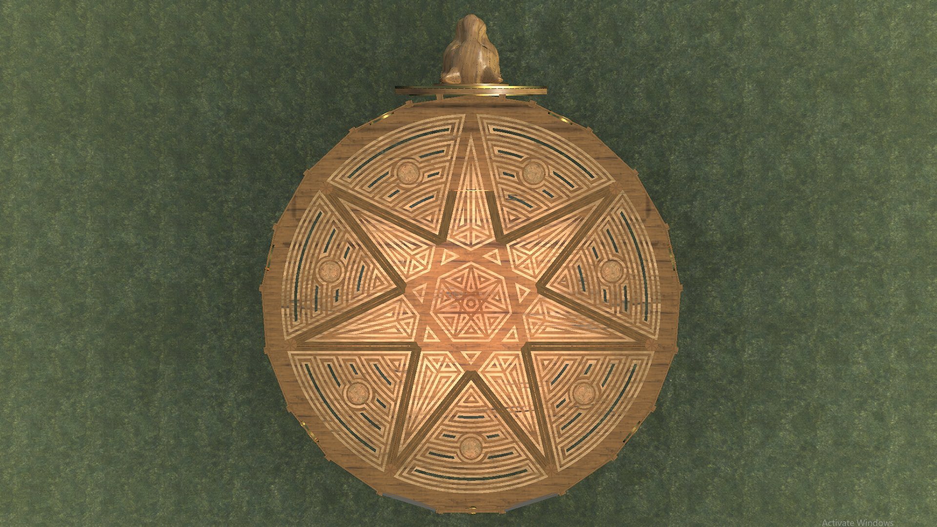 Top-down view of the seven-pointed star roof