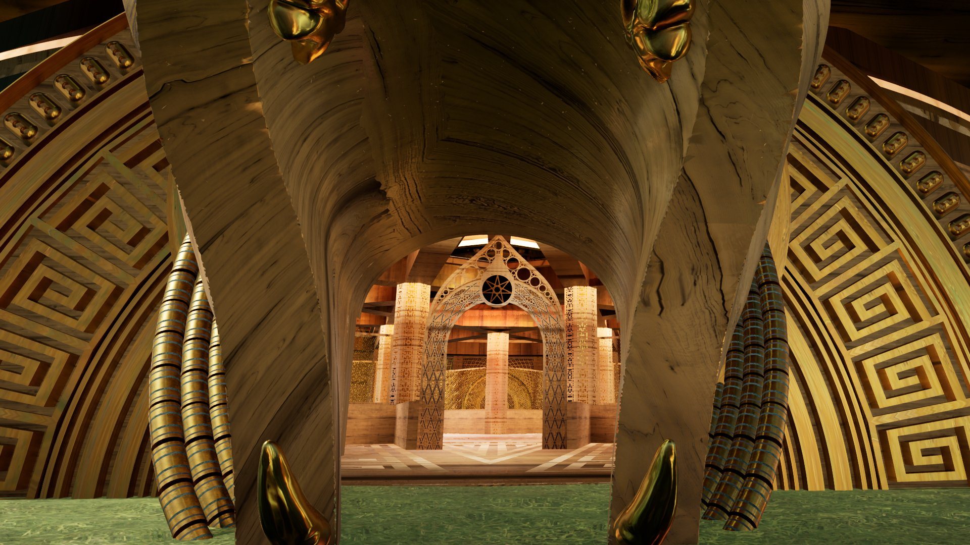 Walking through the entrance towards the inner archway