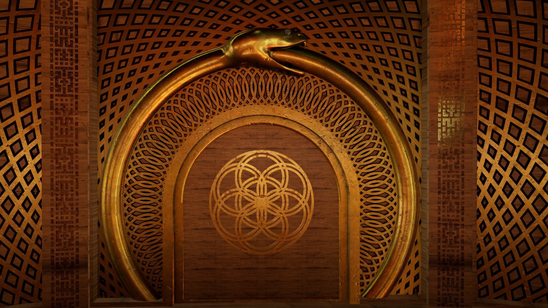 The ouroboros and seed of life altar