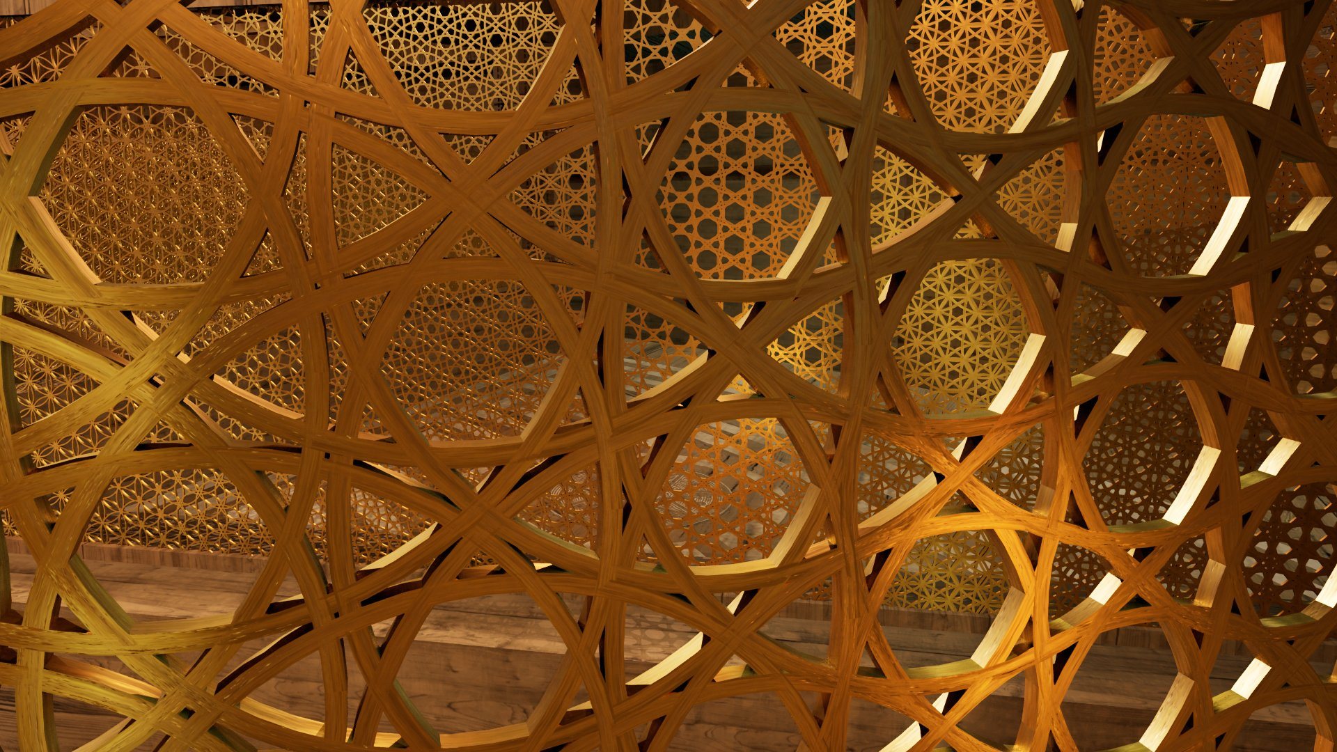 Close-up of the interlaced lattice