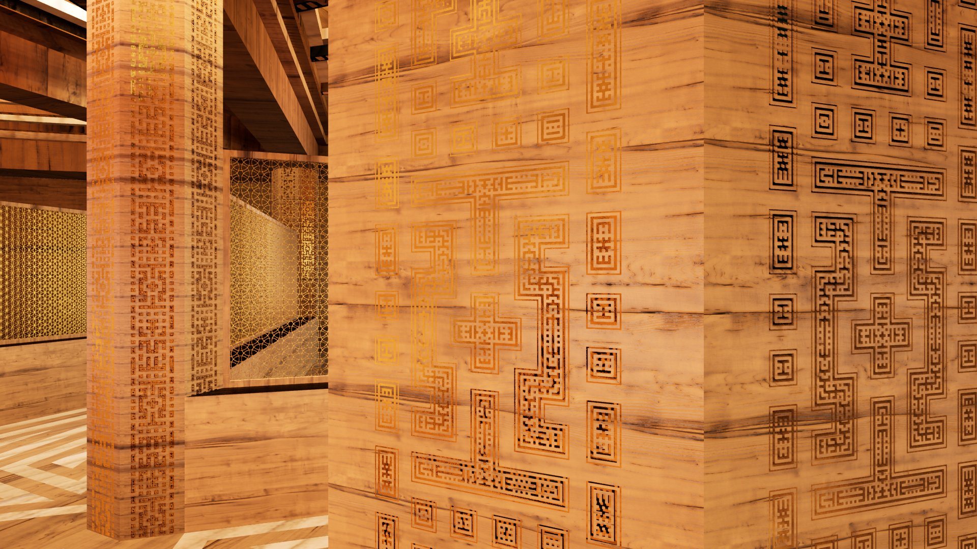Carved pillars